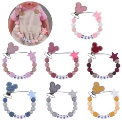 Ins Baby Personalized Name Cartoon Pacifier Clips Chain Dummy Holder Teething Soother Chew Toy Clip Newborn Accessories BPA Free