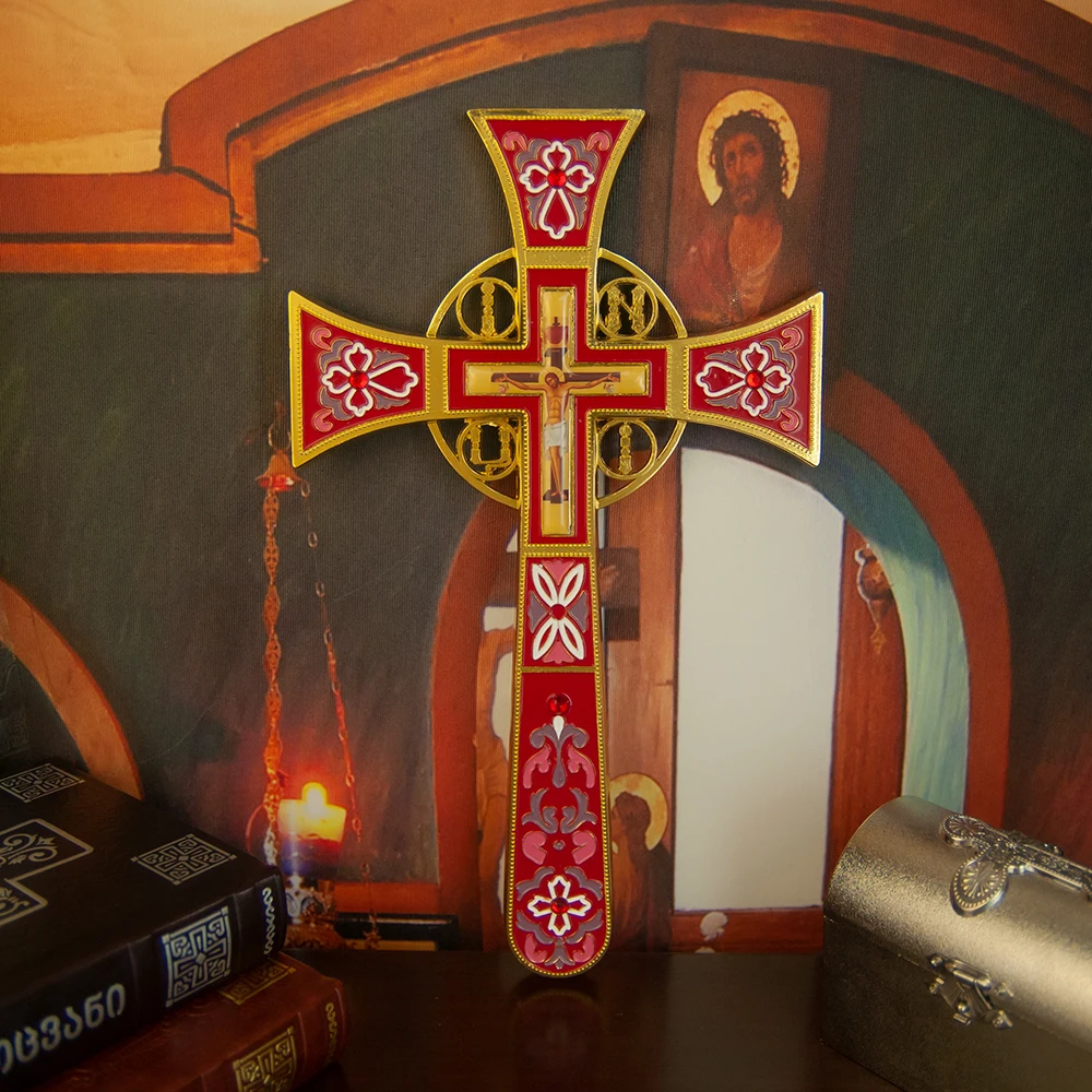 Orthodoxes Kreuz aus Zinklegierung, 7,5 Zoll, stehendes Jesus-Kreuz, religiöses Geschenk, Bibelzubehör, Kirchendekoration, Sammlerstück – Detail 2