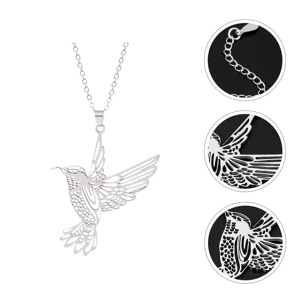 1 pçs colar de pássaro de aço inoxidável oco-para fora criativo hip-pop pingente masculino colar elegante pescoço decoração presente