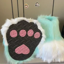 Fluffy Kig Fursuit Cosplay Paw Shoes Furry Fursuit Cosplay Rubbit Cat Boots Cute Animal Manga Party Cos Costume Performance Prop