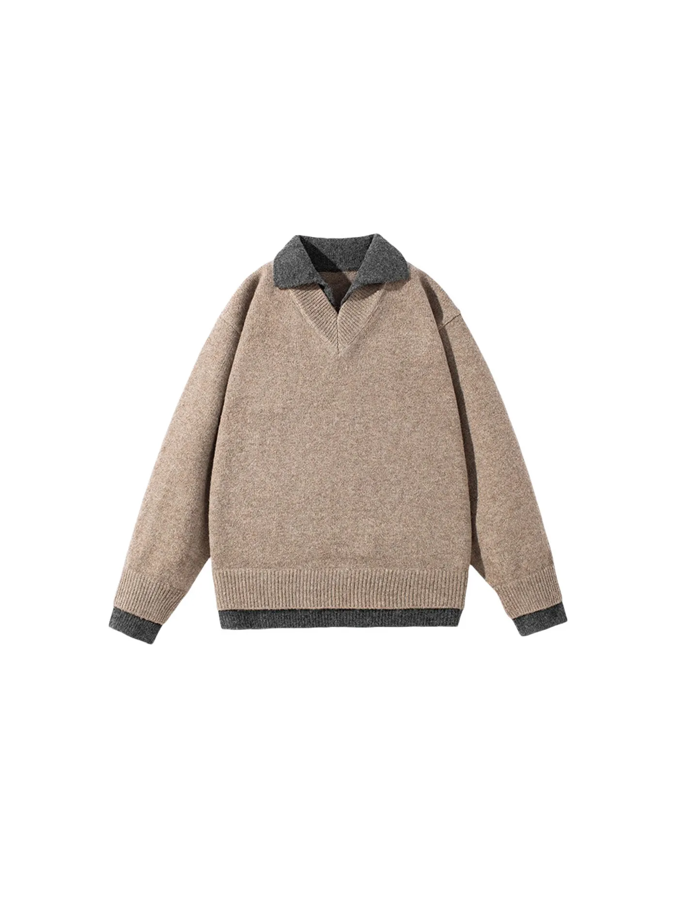 

Вязаный свитер в американском стиле ретро с v-образным вырезом для пары, ленивая атмосфера, свитер со старыми деньгами, свободный крой, длинный свек, зимняя молодежная мода