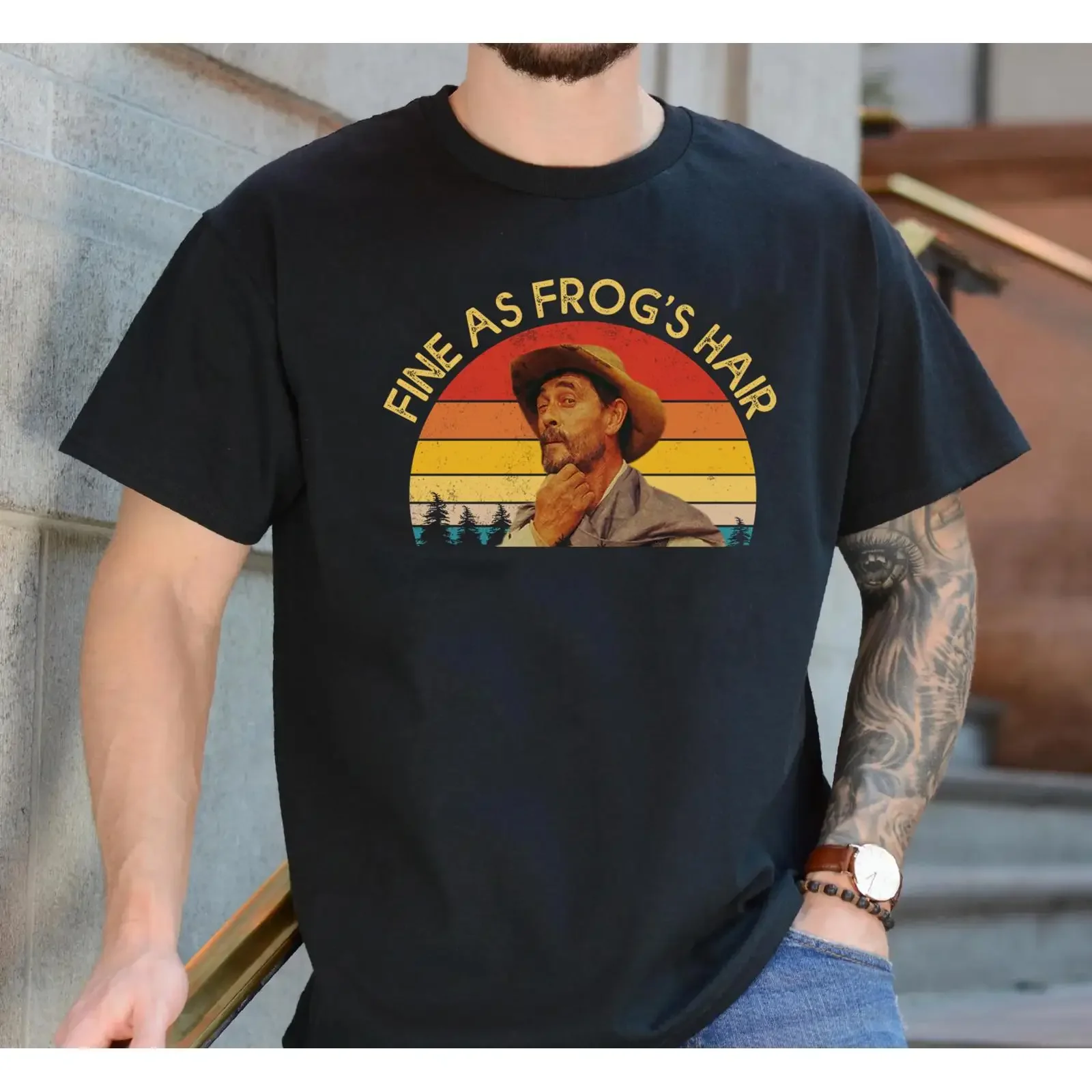 Fine As Frog's Hair Festus Vintage T shirt Gunsmoke 50s Cowboy Western Film Retro For Movie Fans  vintage Washed streetwear