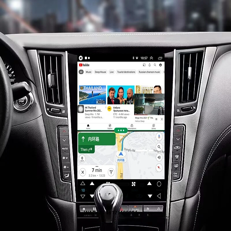 Radio Video Mobil Android 13.6 inci dengan GPS Navigasi, Stereo, dan Pemutar DVD untuk Infiniti Q50 Q50L Q60 Q60L Mark 6 2013-2020