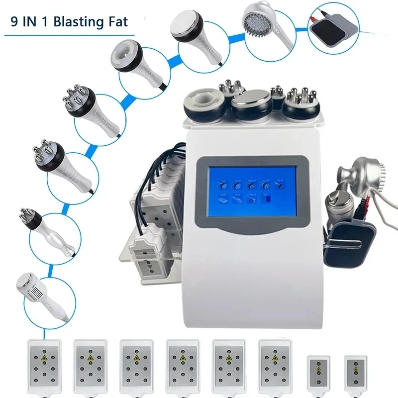 Machine de cavitation de liposuccion à ultrasons, 9 en 1, laser sous vide, radio RF morte 40K, Cavi Lipo, amincissant, lifting d