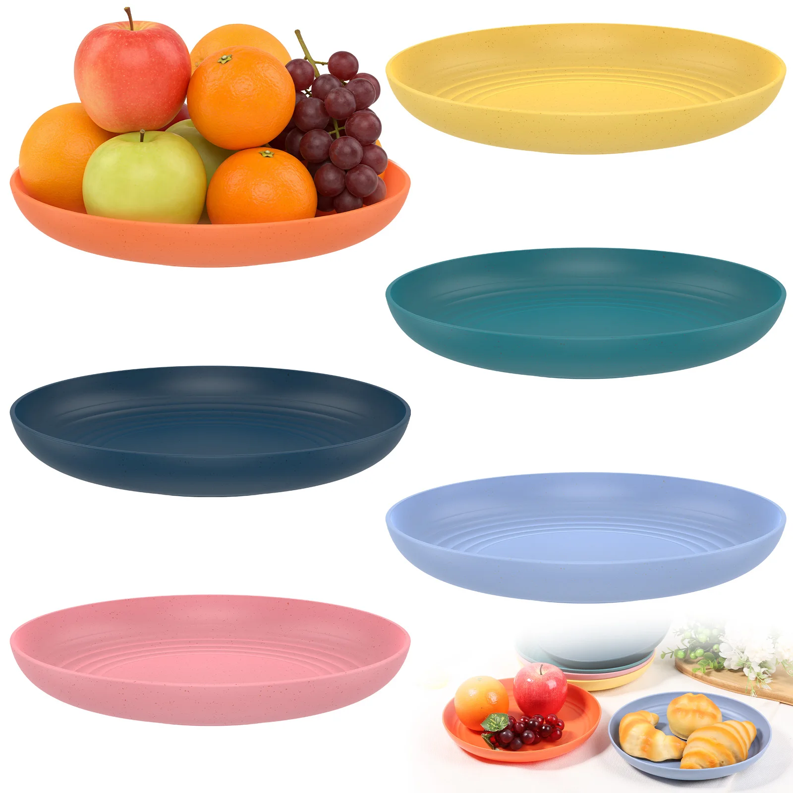 

Набор из 6 тарелок в скандинавском стиле из пшеничной соломы: для фруктов, овощей, косточек, сухофруктов. Большая кухонная посуда.