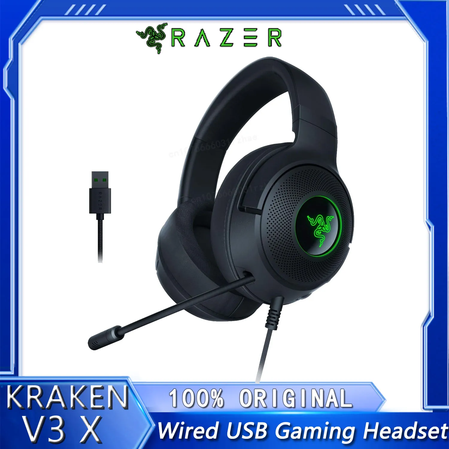 سماعة الألعاب Razer Kraken V3 X السلكية USB: بناء خفيف الوزن - محركات Triforce 40 مم - ميكروفون قلبي HyperClear #1