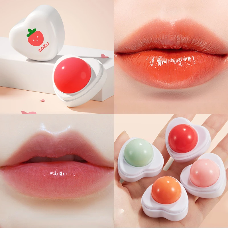 Fruit Strawberries Jelly Lip Mask Moisturizing Hydrating Lips Balm Anti-drying Lip Care Day Night Repair Heart Shaped Lip Balm