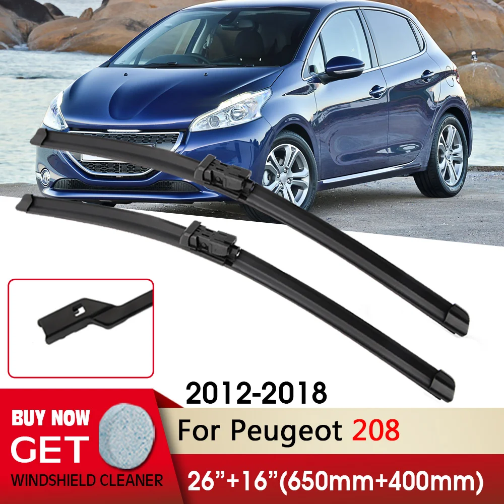 

Car Wiper RHD&LHD Front Wiper Blade 26"+16" For Peugeot 208 2012-2018 Fit push button Front Windscreen Wipers Auto Accessories