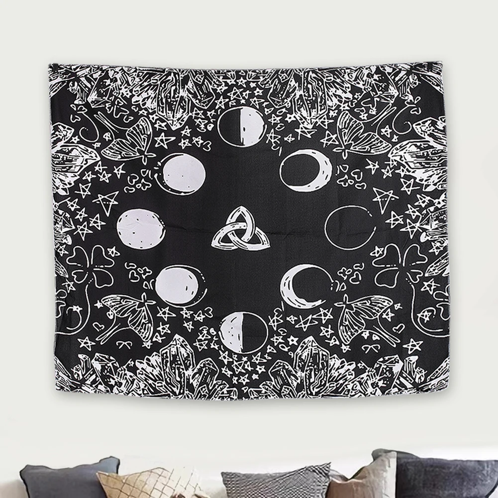 

73*95cm Moon Phases Nordic Celtic Knot Tarot Cards Tablecloth Tapestry Pentagram Wiccan Witch Astrology Wall Hanging Decor