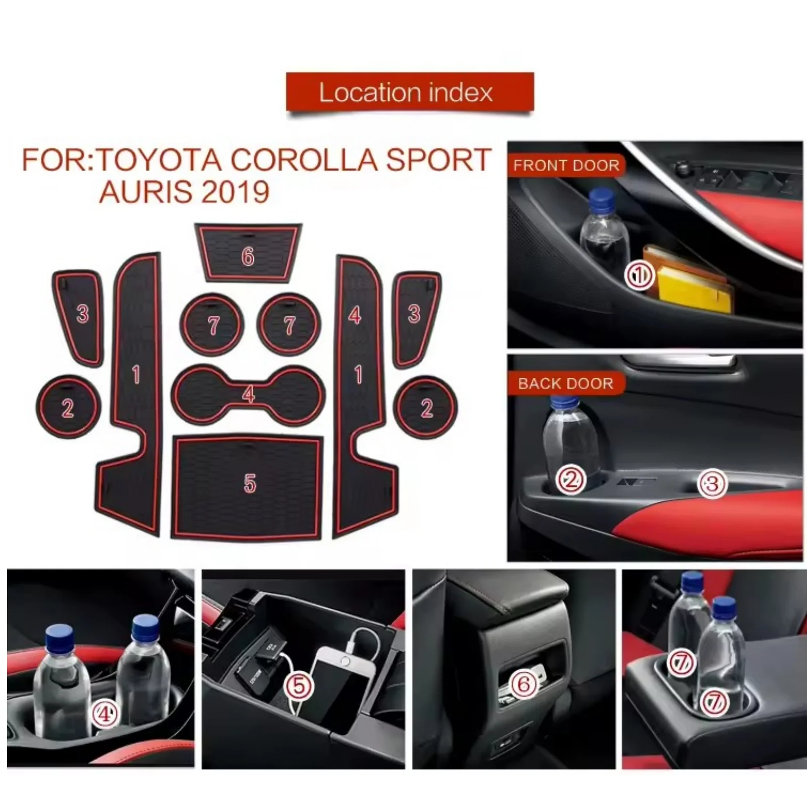 for Toyota Corolla 2019 2020 2021 Anti-Slip Gate Slot Mat Rubber Door Groove Pad Cup Holder Coaster Car Interior Accessories