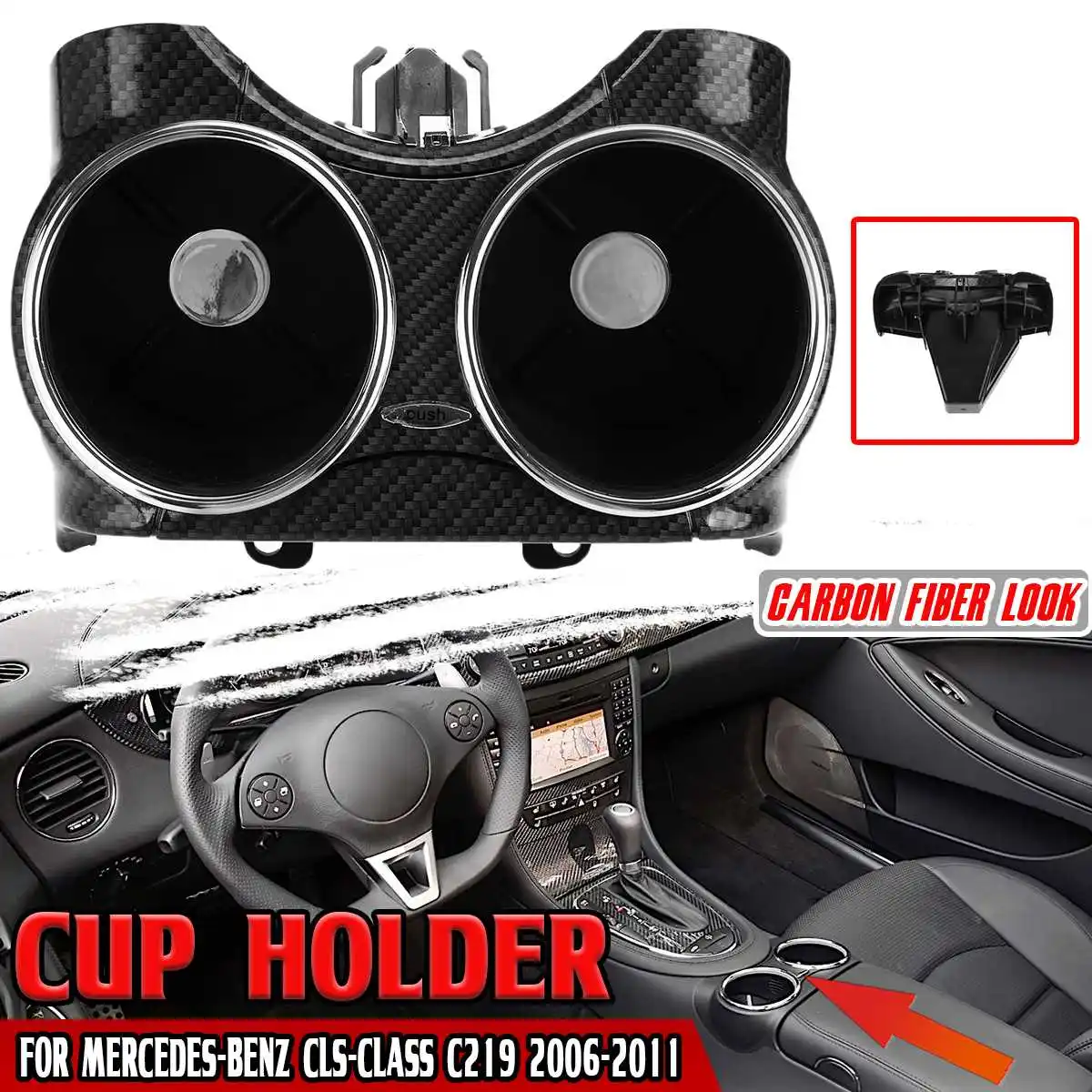 

Carbon Fiber Look Car Centre Console Water Drink Cup Holder Bracket For Mercedes For Benz CLS-Class C219 06-11 Drinks Holders