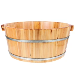 Solid Wood Foot Bath Bucket Spa Basin Portable Foot Washing Basin Reusable Foot Bath Barrel For Household Sauna Rooms