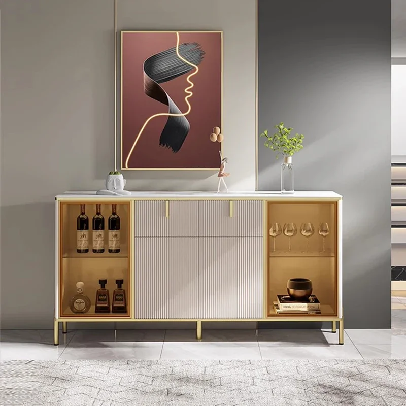 

White Home Wine Cabinet Counter Living Room Holder Bar Accessories Wine Cabinet Industrial Vitrinas De Vidrio Storage Furniture