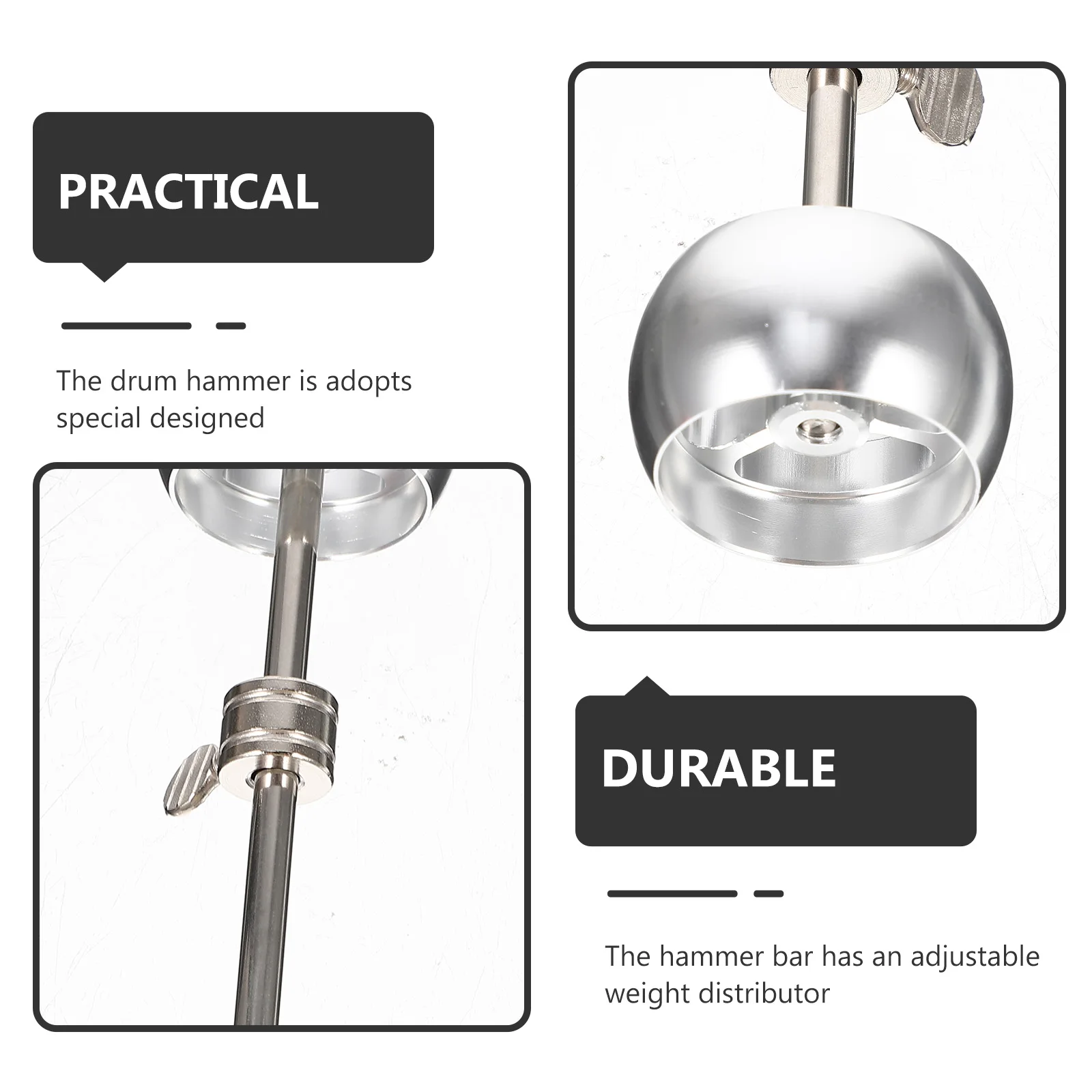 

Aluminum Alloy Hammer Head Drum Pedal Parts Beater Mallet Accessories Kick Silver