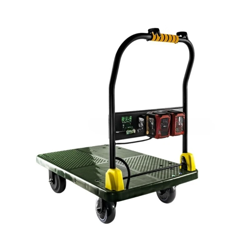 

Electric smart flatbed cart, trolley, folding cart, material handling truck, express four-wheel truck