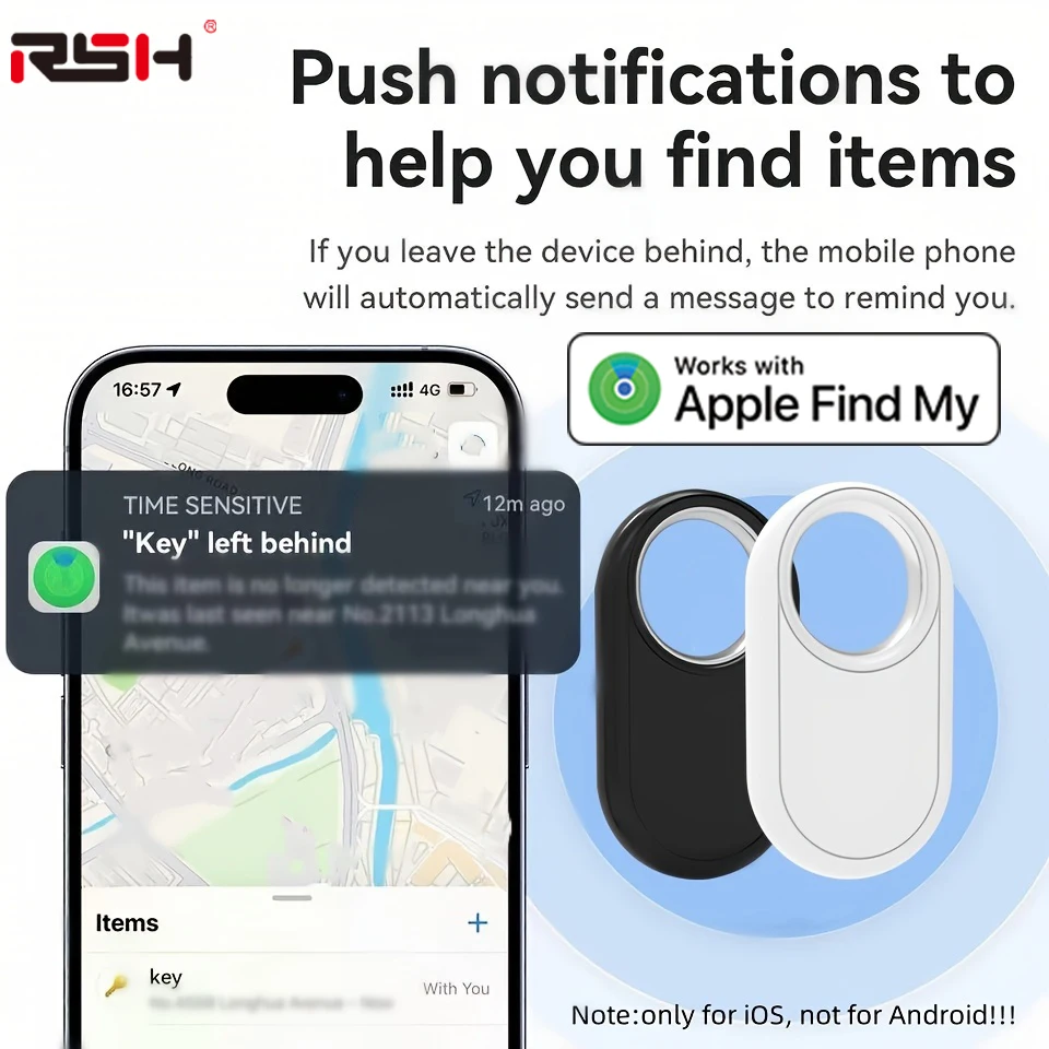 RSH Key Finder Security Smart Tag Tracker Works With Apple Find My GPSGlobal positioning Anti-loss device For Bag Car Luggage