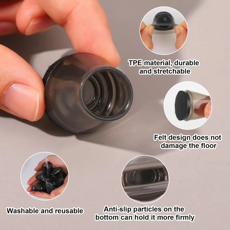 24Pcs Round Chair Leg Floor Protectors Silicone Transparent Table Feet Cover Floor Protector with Felt Non-Slip Furniture Boots