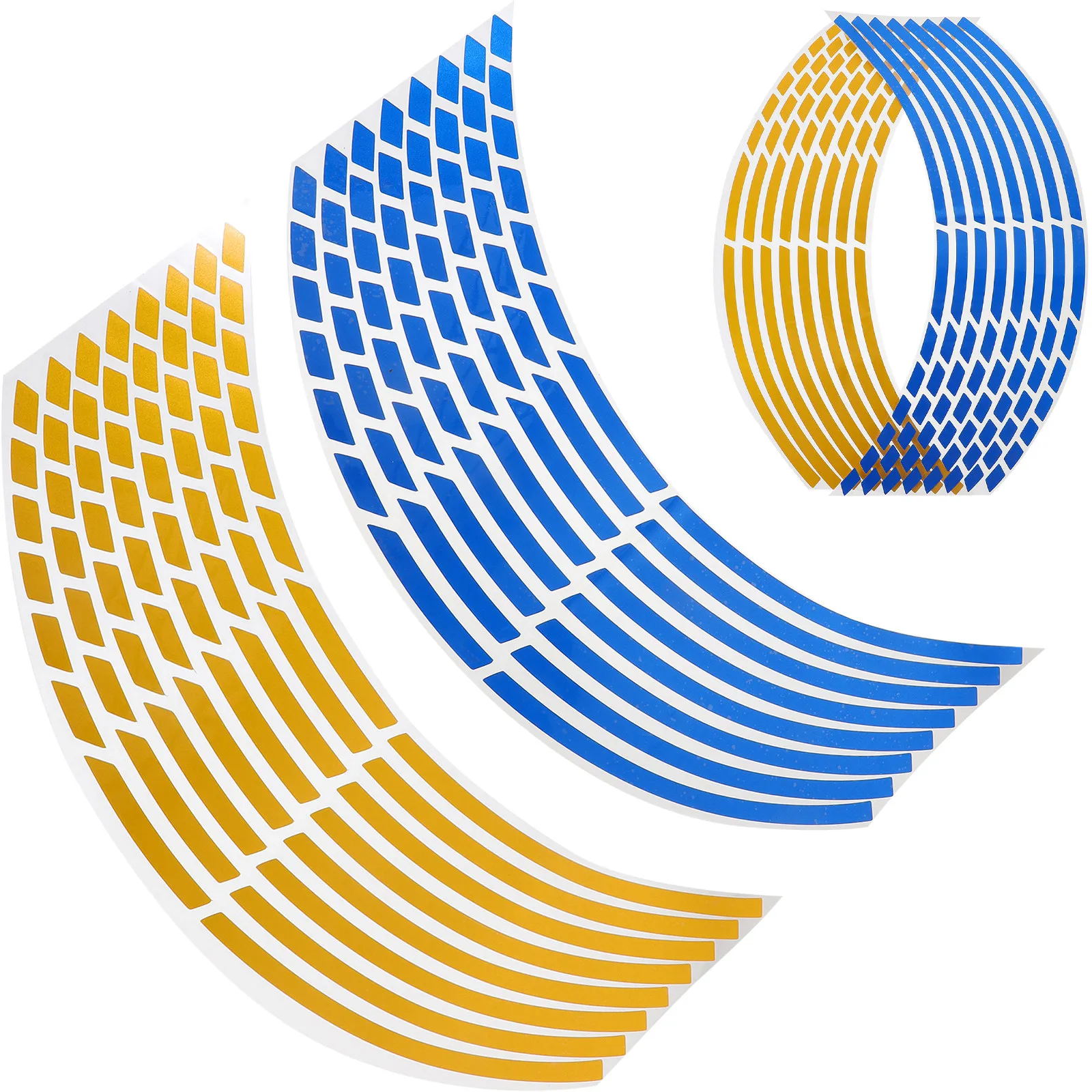 

4 Sheets Car Motorcycle Tire Rim Stickers Reflective Decals Yellow Blue 2 Sets Easy Apply Long Lasting Bright Color Wheel Rim