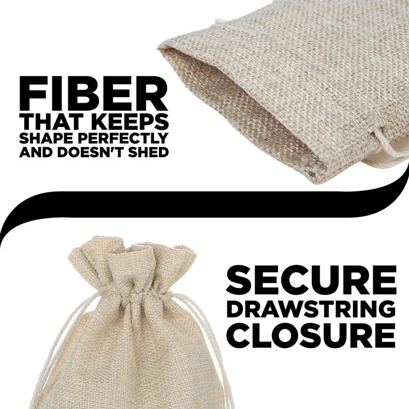 A56P-5.9 Inch X 8 Inch Natural Linen Burlap Bags With Jute Drawstring For Gift Bags Wedding Party Favors Jewelry Pouch, Snack Sa
