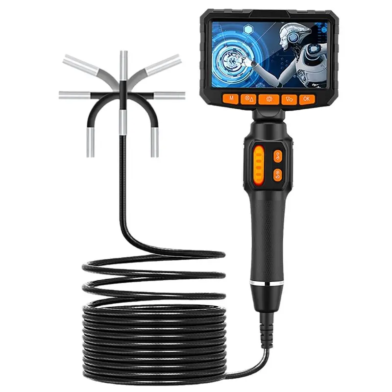 RMWIN-Industrial Endoscope Car Inspection Borescope 4.3 Inch HD 1080P 360° Rotation Two-Way Rotary Articulating Endoscope Camera