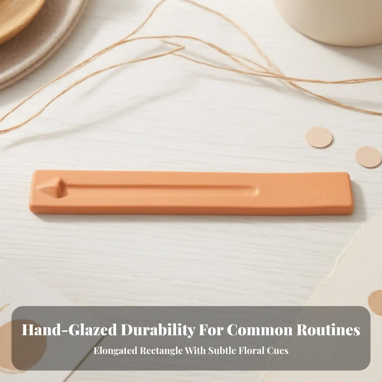 Smooth Ceramic Incense Cone Holder 22.5cm Low Profile Smoke Catcher for Quiet Corner and Decor