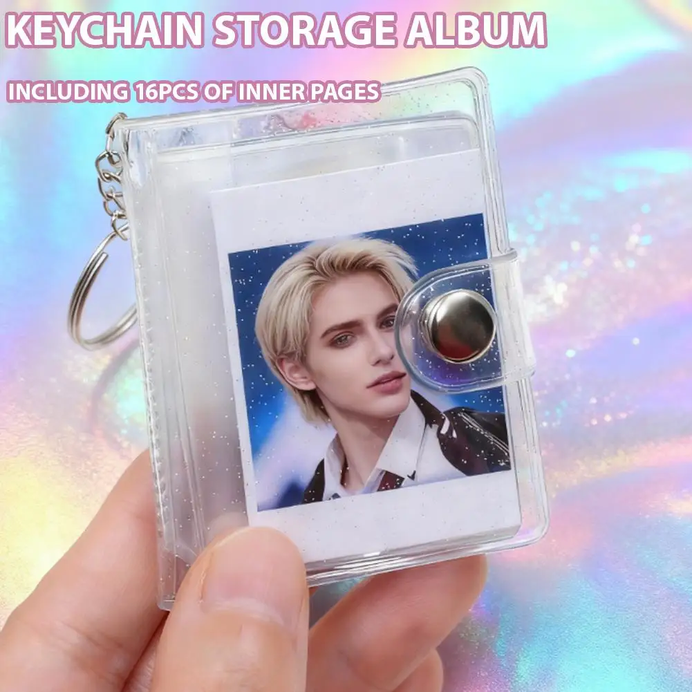 1 Inch Mini Notebook Keychain Mini Small Photo Album Valentine Photo Storage with Keychain Pocket Album Keychain for Pictures