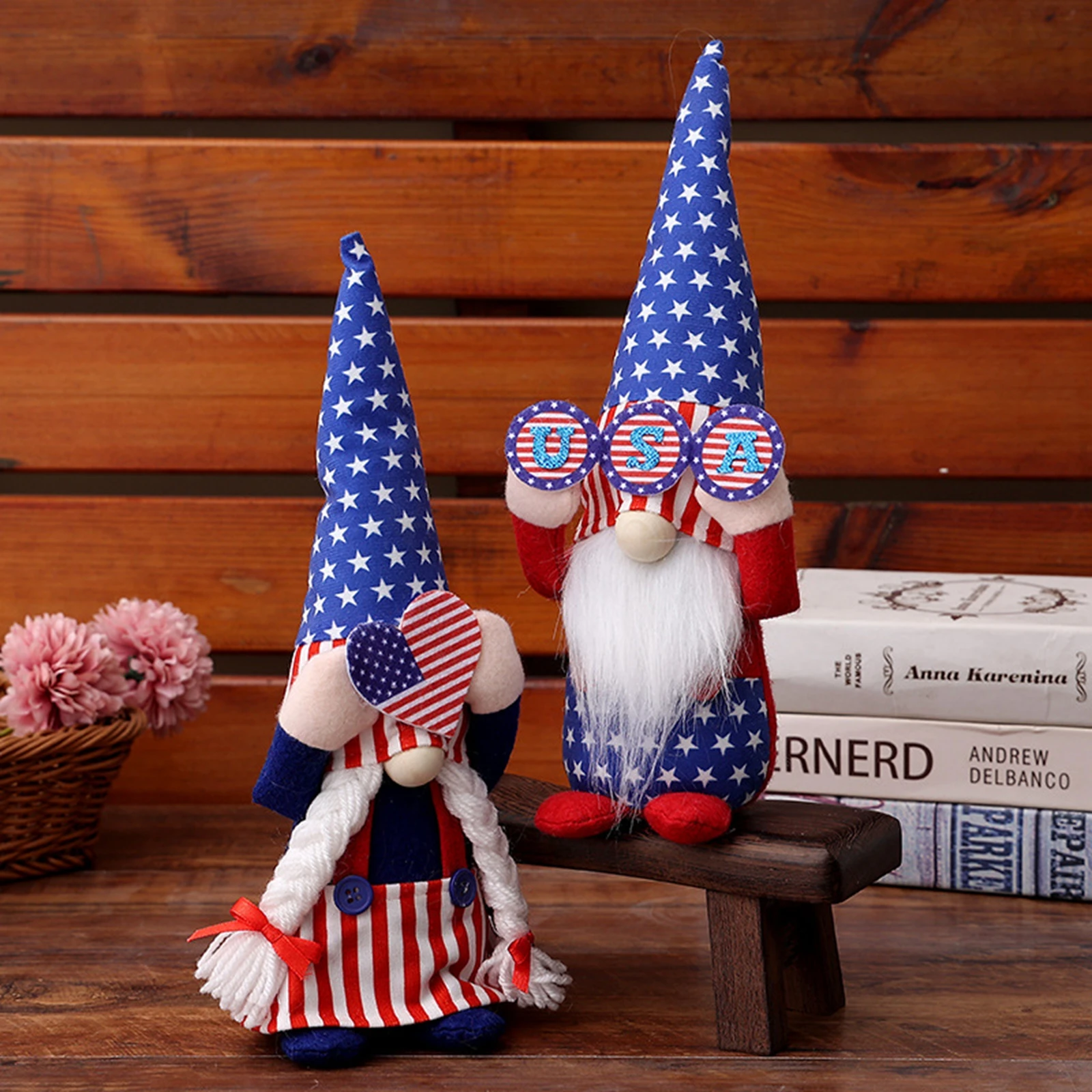 4th of July Gnome Decoration Cute Independence Day Mr & Mrs Swedish Tomte Gnome Ornaments Table Centerpieces