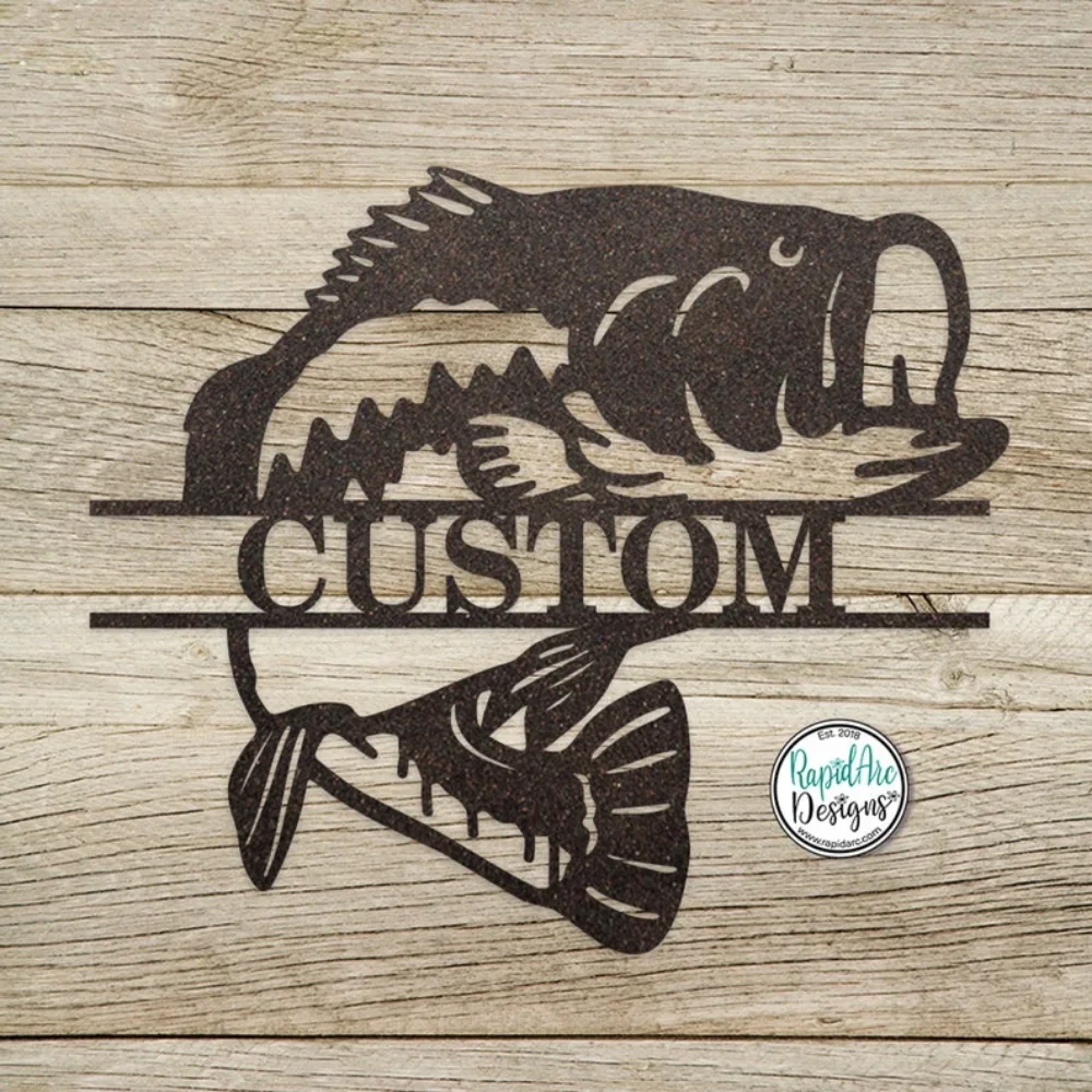 Fishing Sign with Personalized BASS Name.Customized Gift for Fishermen.Outdoor Wall Decoration, Perfect for BASS-Themed Room