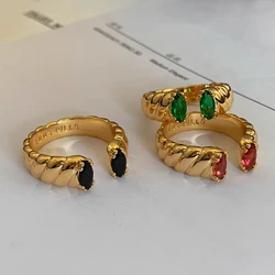 Foxanry Non-fading Gold Color Engagement Rings for Women Couples Trendy Elegant Sparkling Zircons Wedding Bride Jewelry Gifts
