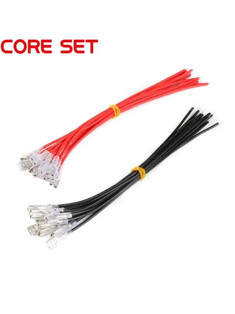 5 szt. 4.8mm 6.3mm żeńskie zaciski Spade złącze przewodu 20CM 22AWG Red Black — zdjęcie 2