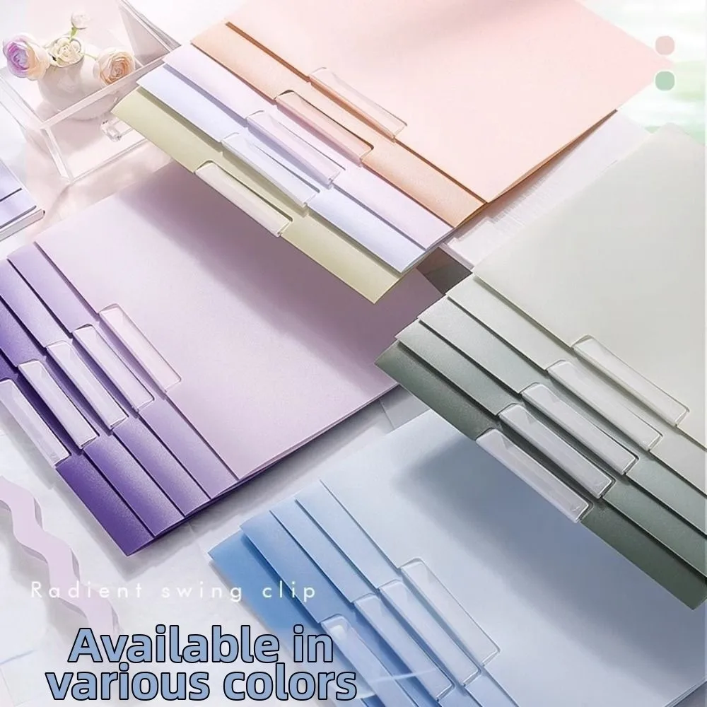 

5 шт., вращающаяся папка с градиентным дизайном и боковым отверстием, водонепроницаемая зажим для хранения тестовой бумаги Morandi, пылезащитный пластиковый органайзер для бумаги