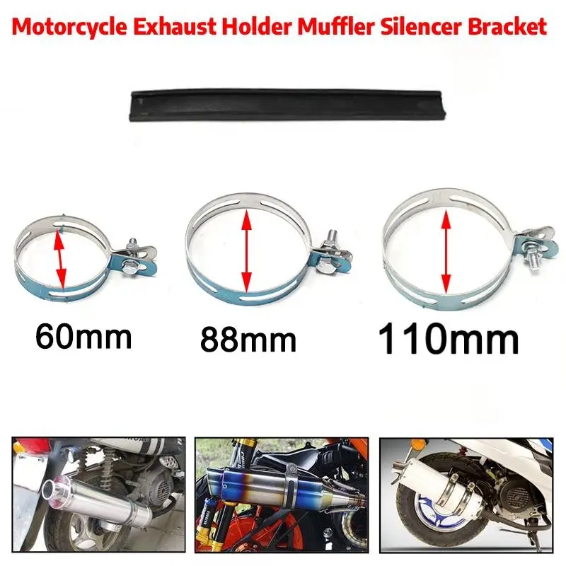 Motorrad Auspuff Schalldämpfer Klemme Auspuffrohr Unterstützung Halterung Festen Ring Aufhänger Band Leuchte 60/88/110mm Unterstützung halterung