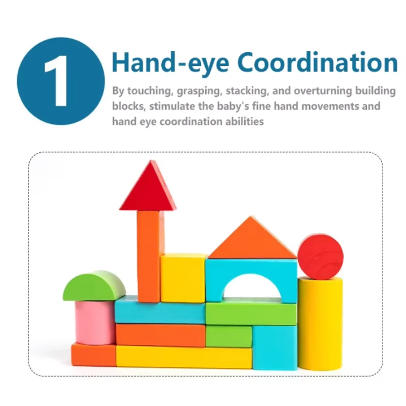 Blocs de construction à grosses particules colorées, jouets en bois pour enfants, éducation précoce et illumination cognitive, 40 à 100 pièces
