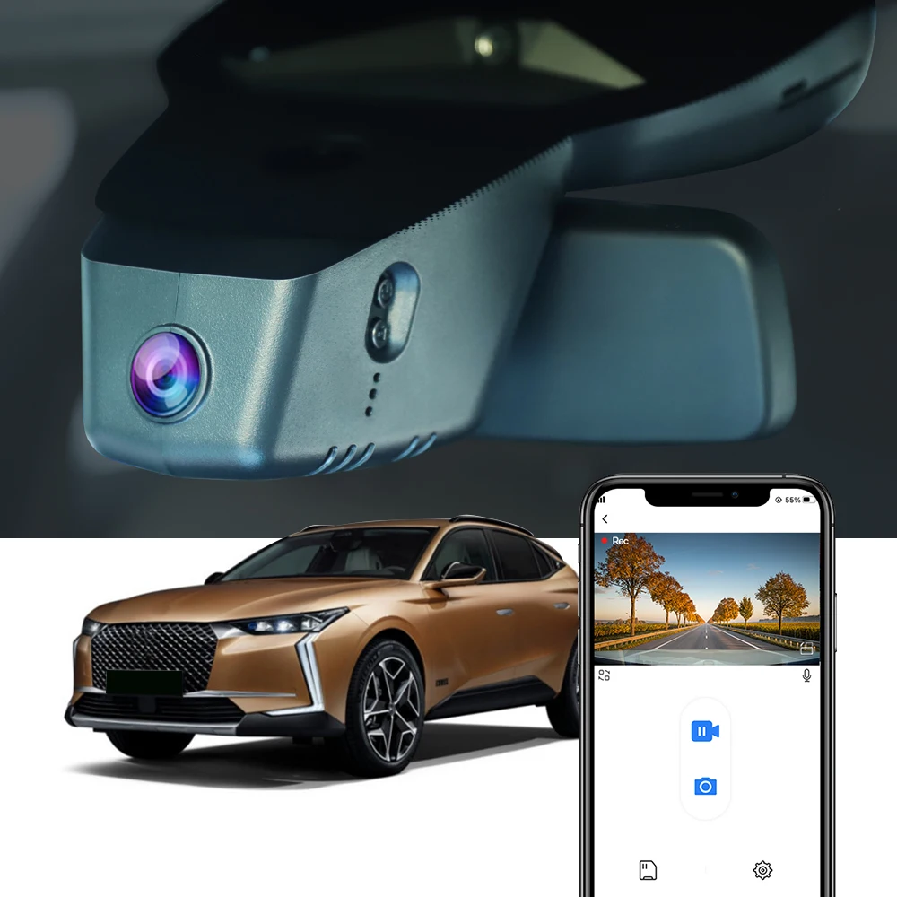 Fitcamx 4K Dashcam für DS 4 DS4 2022-2026, Integrierter Auto-DVR, 2160P Fahrrekorder, Weitwinkelobjektiv, Loop-Aufnahme, WDR