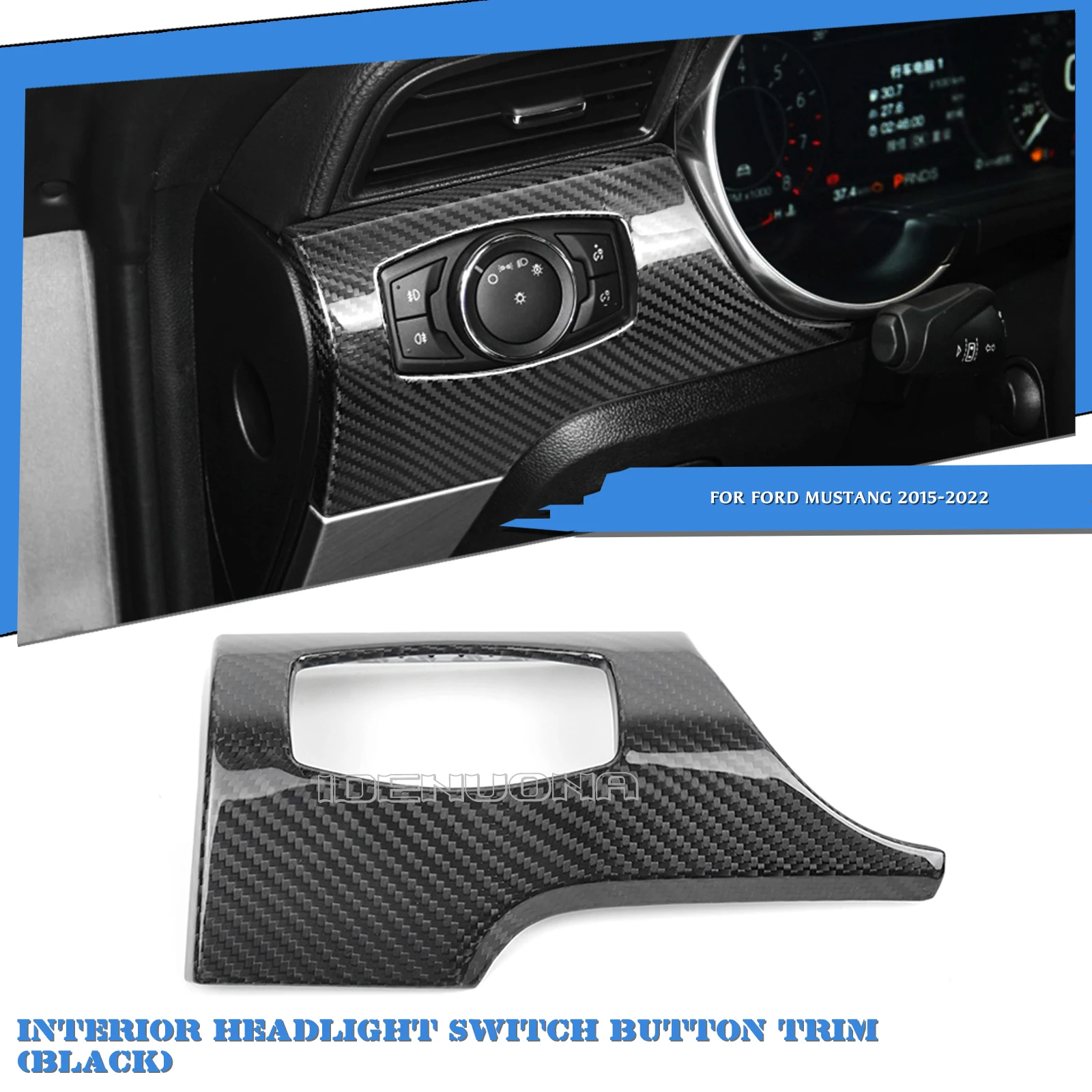 

Интерьер автомобиля, центральная панель, переключатель фар, кнопка, рамка, крышка для Ford Mutang 2015-2023 с левым рулем