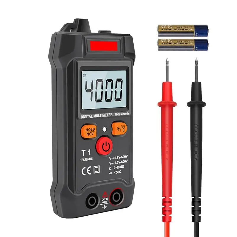 Multimeter Tester Portable 4000 Counts Auto-Ranging Tests DC AC Voltage Tester Battery Powered Ncv Contactless Electrical Tester