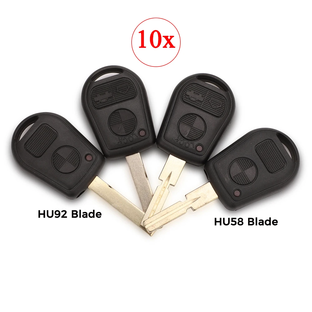 

jingyuqin 10 шт. 2/3 кнопки для BMW E31 E32 E34 E36 E38 E39 E46 Z3 Z4, корпус ключа-брелока с необработанным лезвием HU58 HU92, чехол для автомобильного дистанционного ключа