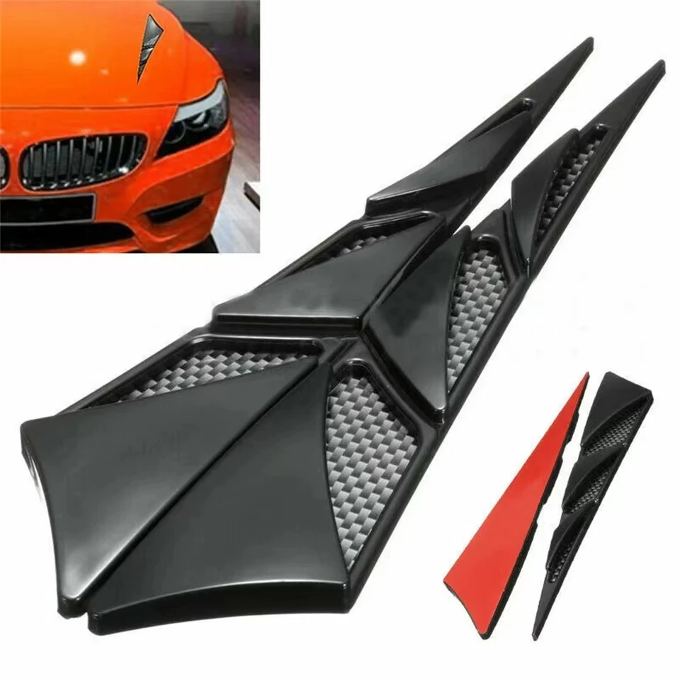 Car Bonnet Vent Cover Car Modification Simulation Vent Shark Gill Decoration Side Vent Small Sticker Fake Vent Body Leaf Plate