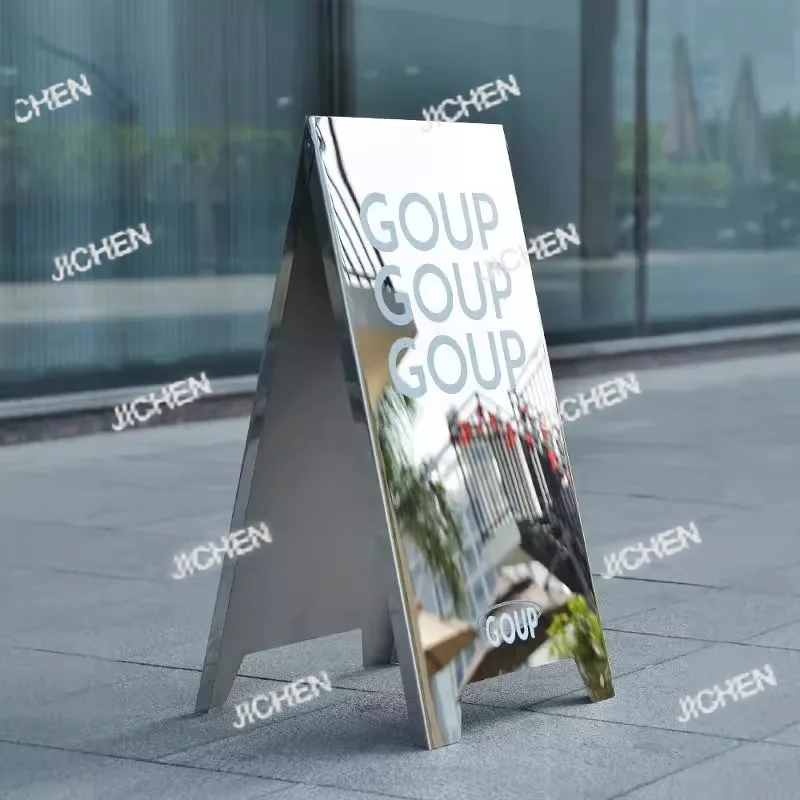 70X35cm مرآة الفولاذ المقاوم للصدأ للطي على الوجهين الطابق الدائمة عرض مجلس الإعلان التخصيص #4