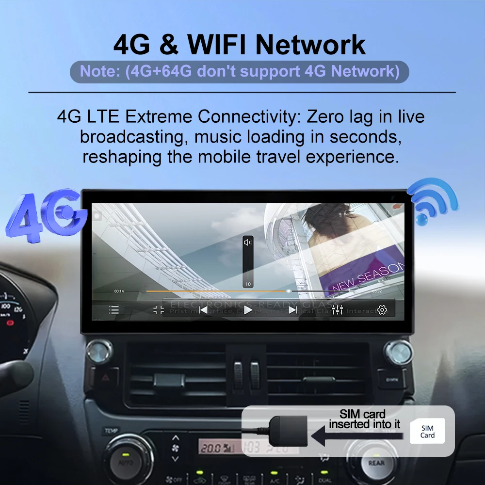 لتويوتا لاند كروزر برادو 150 2018-2022 اللاسلكية Carplay أندرويد السيارات BT واي فاي 4G DSP 12.3 بوصة QLED شاشة اكسسوارات السيارات