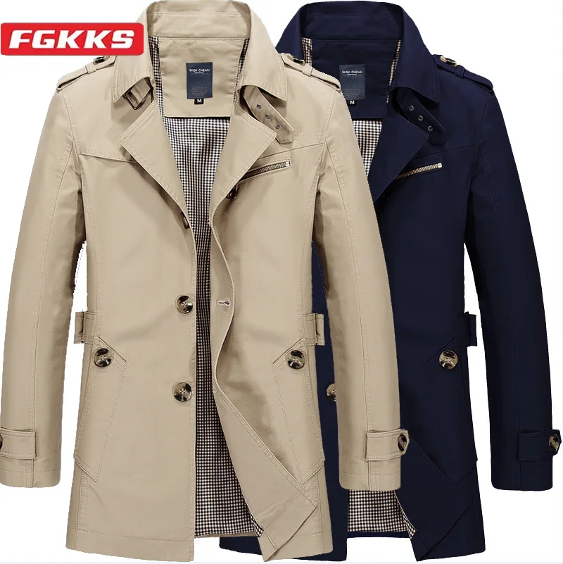 

FGKKS 2024 Outdoor Casual Jacket For Men Solid Color Long Slim-Fit Top High Quality Design Hot Casual Jacket For Men