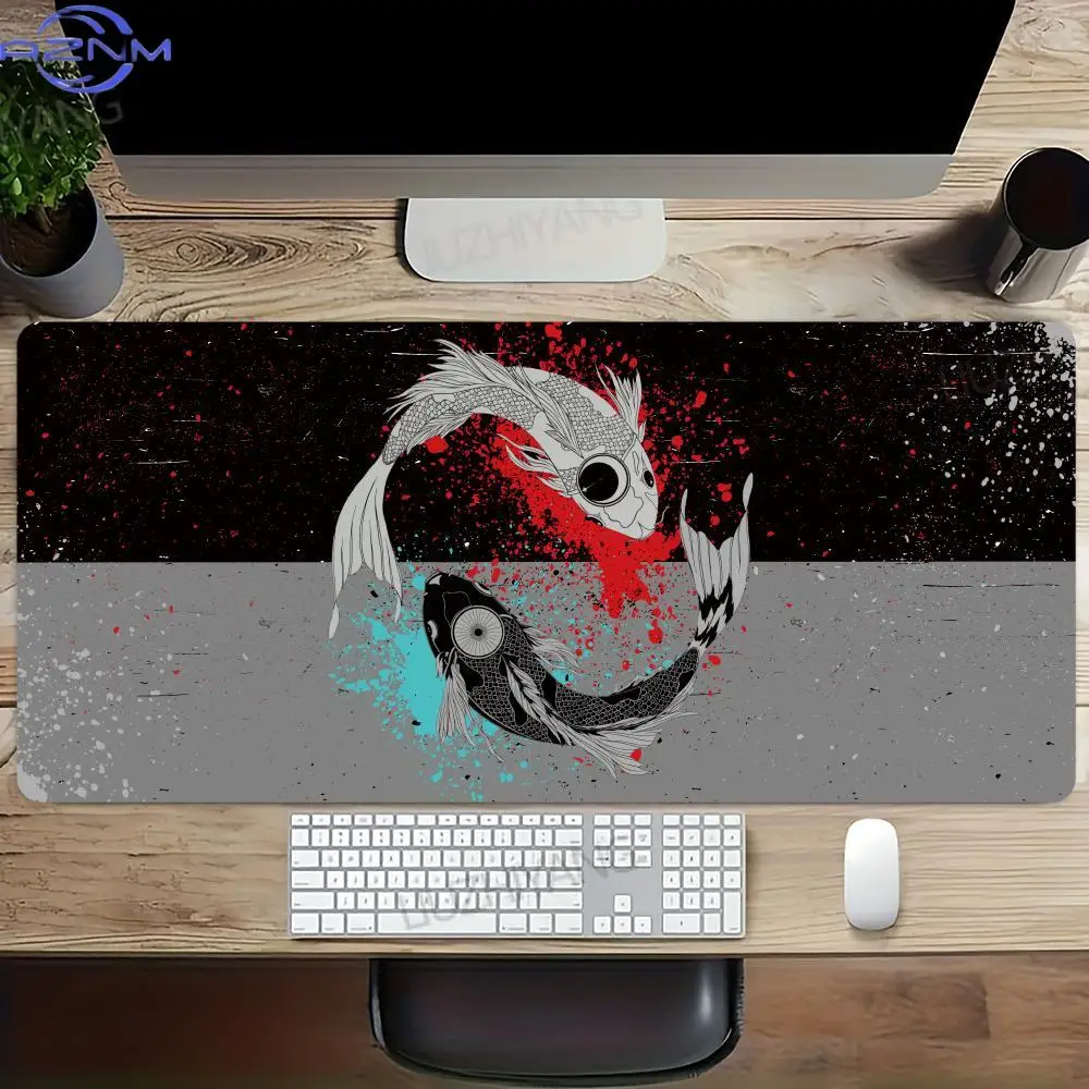Yin Yang Fish Koi Multi-size Mouse Pad Japanese Style Gamer XXL Office Keyboard MouseMat Black White Carpets Mousepad for Laptop