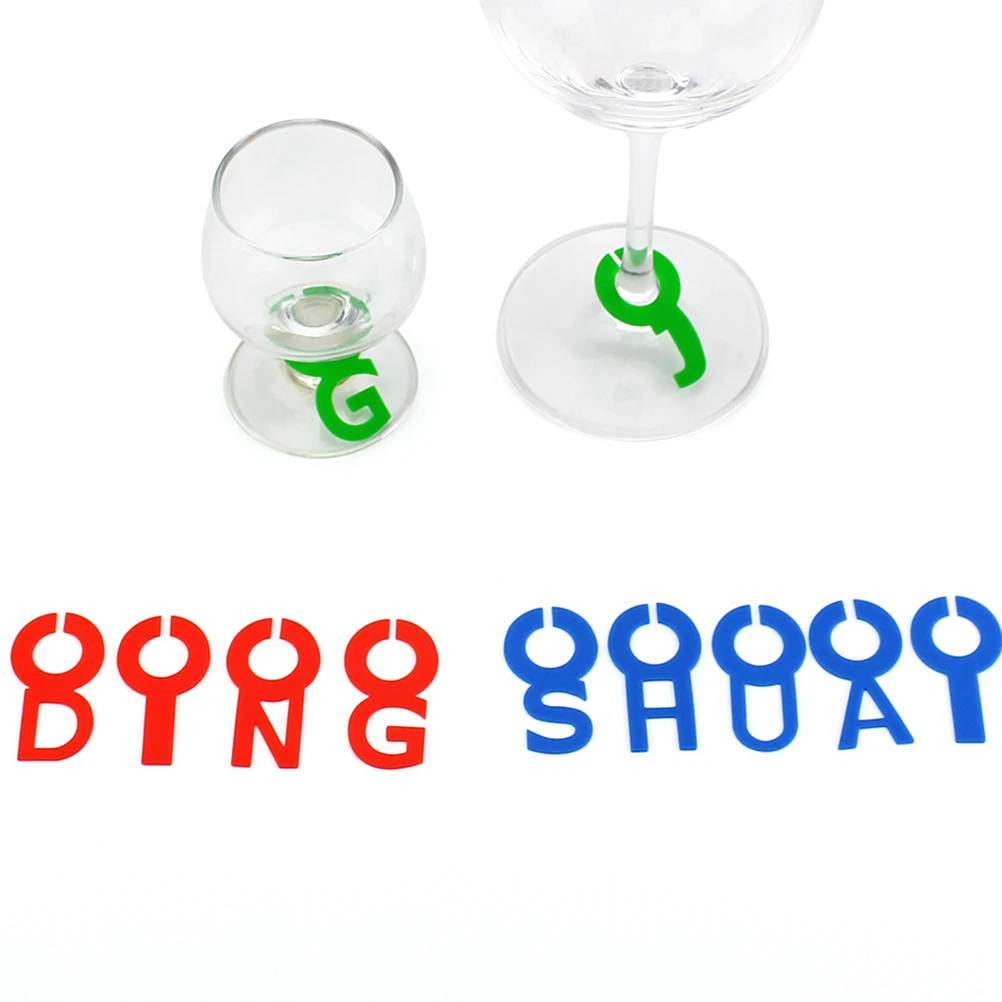 

26 Pcs Glass Label Sticker Drink Stirrer Cocktail Markers for Glasses Drinking Cup Silicone