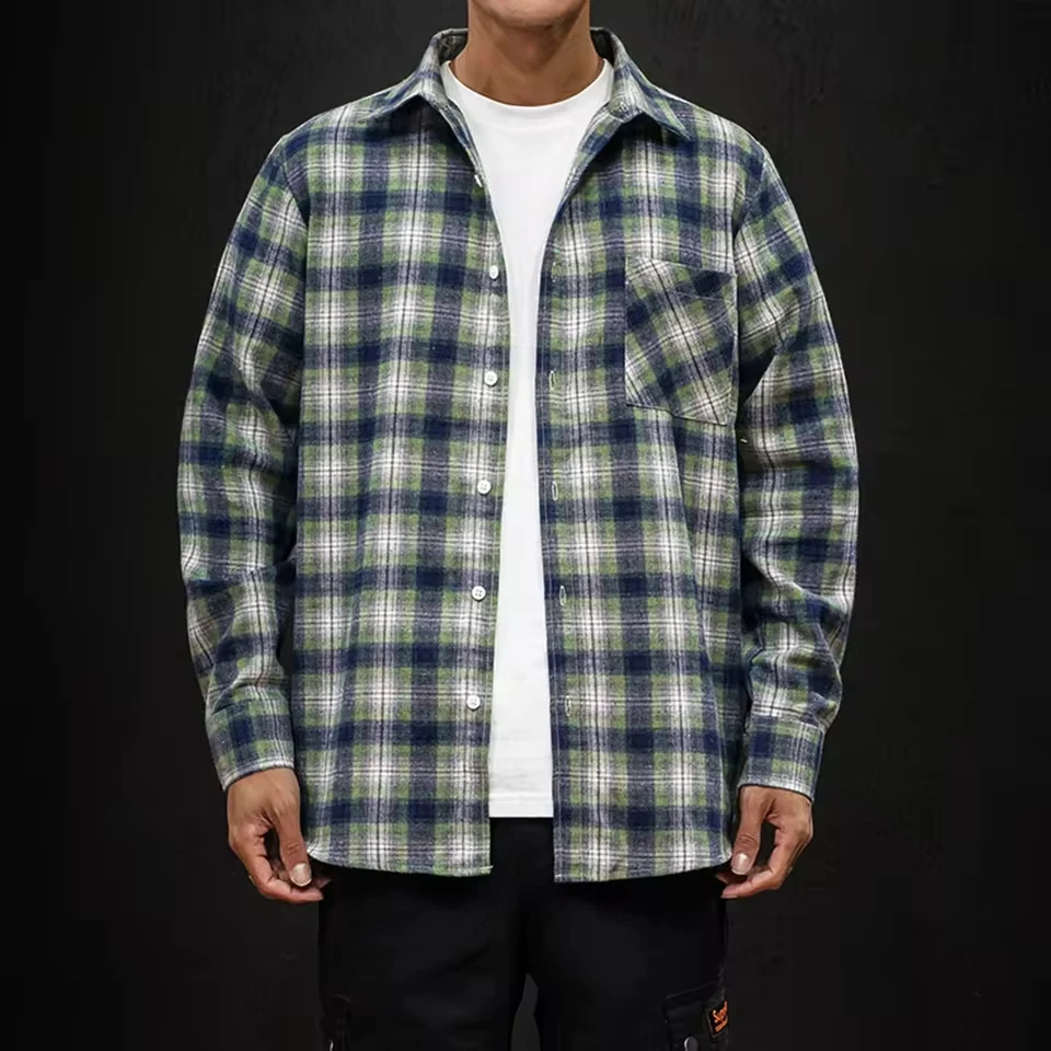 Elegant Classic Fit Men'S Streetwear Shirt Men Fashion Fashionable Square Printing Lightweight Breathable Long Camisa Masculina