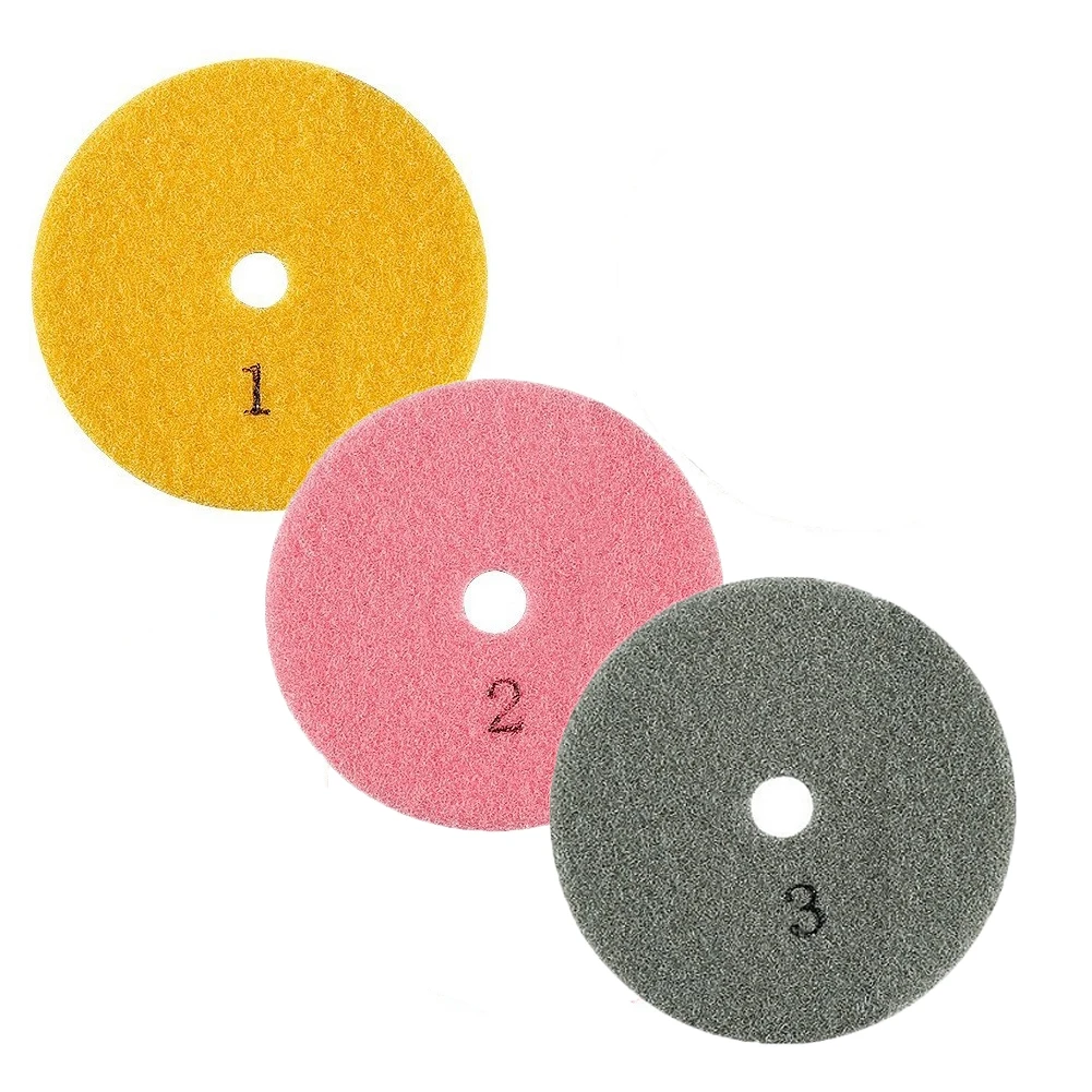 

Diamond Polishing Pad Wear-resistant 100mm Wet/Dry 3 STEP Set 3PCS Concrete Equipment Granite Grinders Durable