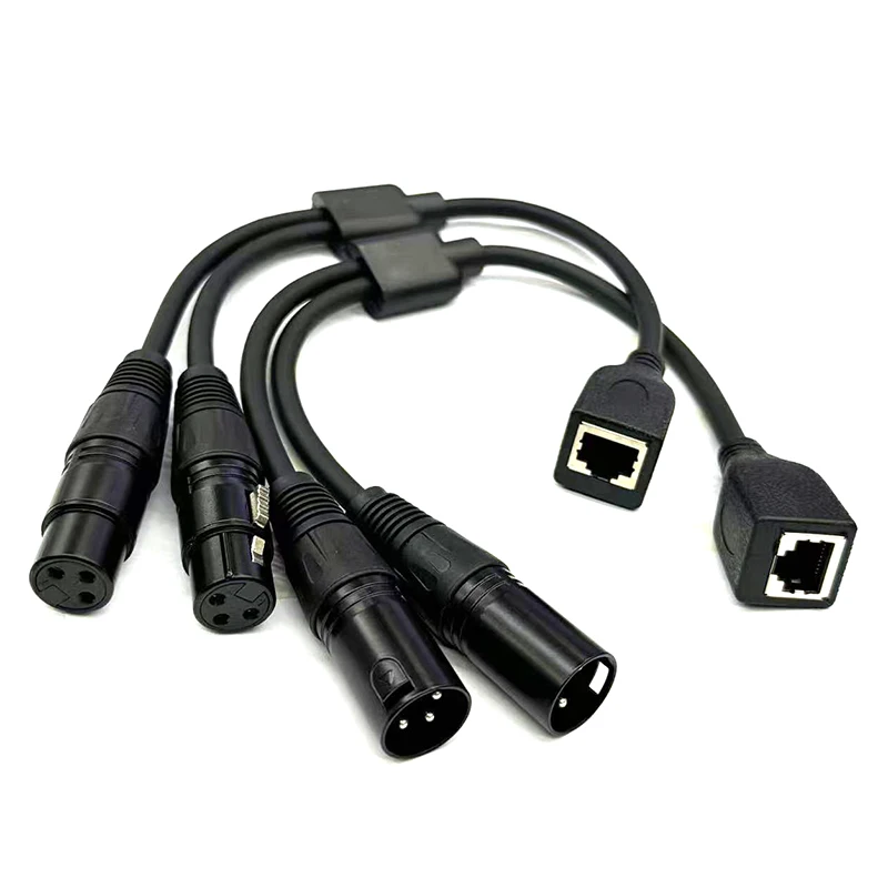 Dual XLR Male Female to RJ45 Audio Cable