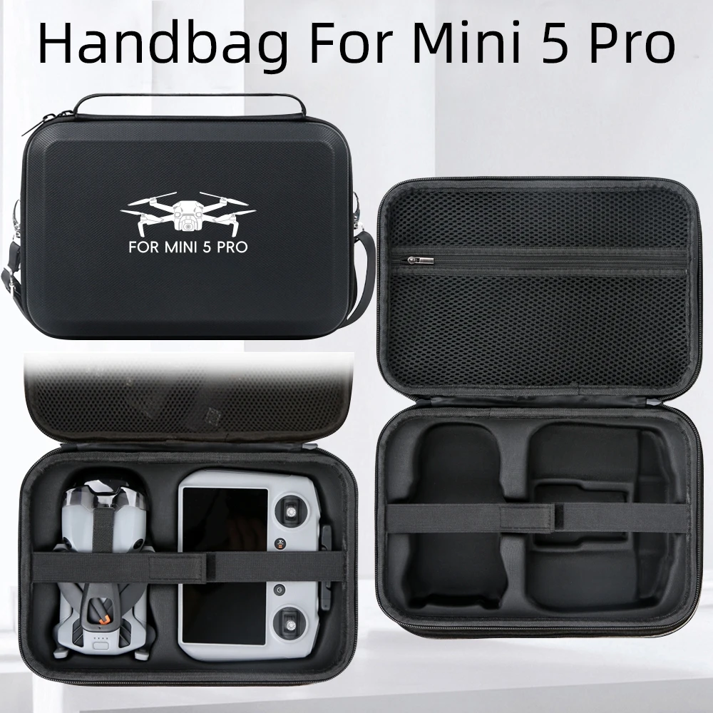 حقيبة تخزين PU مقاومة للصدمات لهاتف DJI MINI 5 PRO - حقيبة سفر مضادة للضغط، حقيبة تخزين ذات غلاف صلب