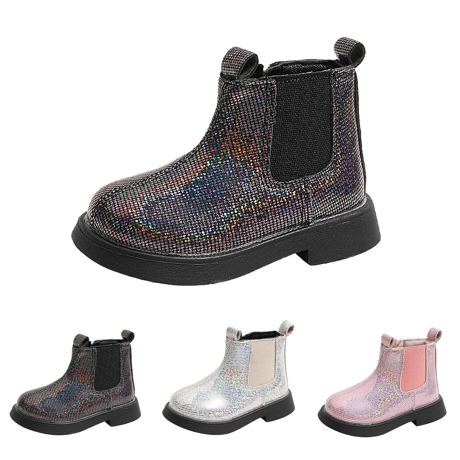 Autumn Spring Children Fashion Short Boots Girls Crystal Boots Little Princess Bling Bling Baby Shoes Kids Leather Boots