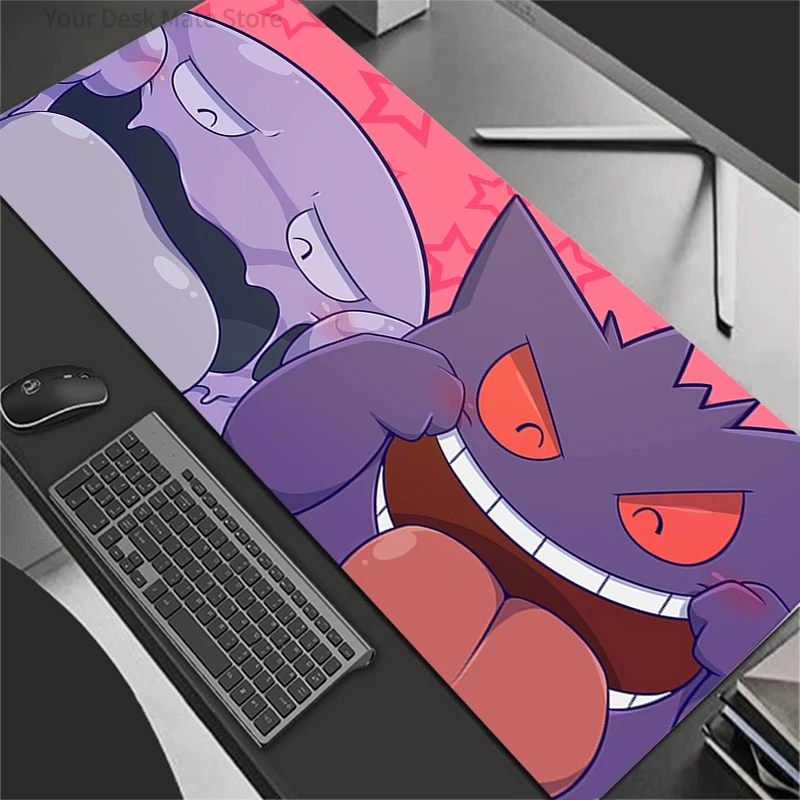 

Large Mouse Pad Carpet Laptop Pc Gamer Keyboard Mat XXL Mousepad Edge White Tassel Non-Slip Rubber P-Pokemons G-Gengar Table Mat