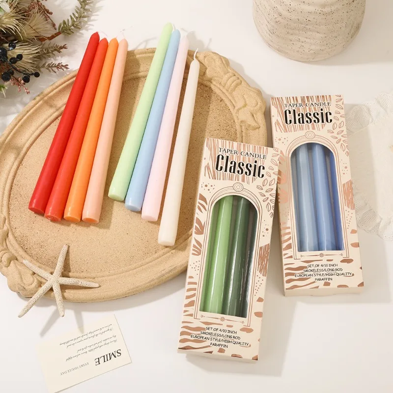 25cm Gradient Taper Candles Long Unscented Smokeless Wax Candle For Wedding Dinner Party Home Table Decoration